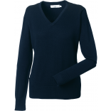 Pullover femme col v RU710F - French Navy personnalisable - Vue de face