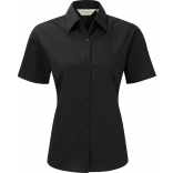 Chemise femme popeline polycoton manches courtes RU935F - Black personnalisable - Vue de face