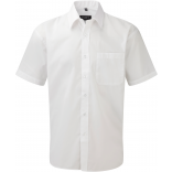Chemise homme popeline polycoton manches courtes RU935M - White personnalisable - Vue de face