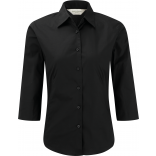 Chemise fittée femme manches 3/4 RU946F - Black personnalisable - Vue de face