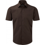 Chemise fittée homme manches courtes RU947M - Chocolate personnalisable - Vue de face