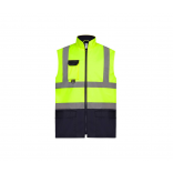 Bodywarmer rembourré haute visibilité YHV005 - Hi Vis Yellow / Navy personnalisable - Vue de face