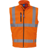 Bodywarmer softshell haute visibilité YHV006 - Hi Vis Orange personnalisable - Vue de face