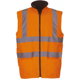 Bodywarmer réversible haute visibilité YHV008F - Hi Vis Orange personnalisable - Vue de face