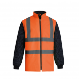 Veste matelassée haute visibilité avec manches détachables YHV008SL - Hi Vis Orange / Navy personnalisable - Vue de face