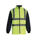 Veste matelassée haute visibilité avec manches détachables YHV008SL - Hi Vis Yellow / Navy personnalisable - Vue de face
