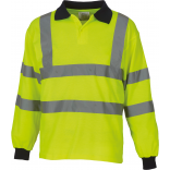 Polo manches longues haute visibilité YHVJ310 - Hi Vis Yellow personnalisable - Vue de face