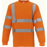 T-shirt haute visibilité manches longues YHVJ420 - Hi Vis Orange personnalisable - Vue de face