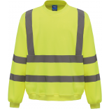 Sweat-shirt haute visibilité col rond YHVJ510 - Hi Vis Yellow personnalisable - Vue de face