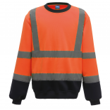 Sweat-shirt haute visibilité col rond YHVJ510 - Hi Vis Orange / Navy personnalisable - Vue de face