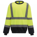Sweat-shirt haute visibilité col rond YHVJ510 - Hi Vis Yellow / Navy personnalisable - Vue de face