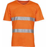 T-shirt col V haute visibilité Top Cool YHVJ910 - Hi Vis Orange personnalisable - Vue de face