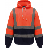Sweatshirt capuche haute visibilité YHVK05 - Hi Vis Orange / Navy personnalisable - Vue de face