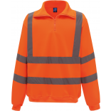 Sweat-shirt 1/4 zip haute visibilité YHVK06 - Hi Vis Orange personnalisable - Vue de face