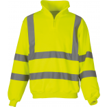 Sweat-shirt 1/4 zip haute visibilité YHVK06 - Hi Vis Yellow personnalisable - Vue de face