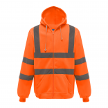 Sweat-shirt zippé capuche YHVK07 - Hi Vis Orange personnalisable - Vue de face