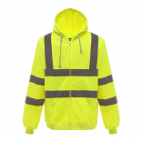 Sweat-shirt zippé capuche YHVK07 - Hi Vis Yellow personnalisable - Vue de face