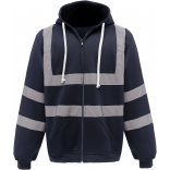 Sweat-shirt zippé capuche YHVK07 - Navy personnalisable - Vue de face