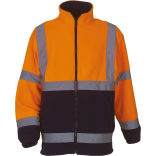 Veste polaire haute visibilité YHVK08 - Hi Vis Orange / Navy personnalisable - Vue de face