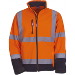 Veste softshell haute visibilité YHVK09 - Hi Vis Orange / Navy personnalisable - Vue de face