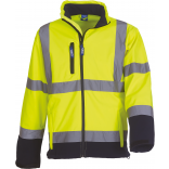 Veste softshell haute visibilité YHVK09 - Hi Vis Yellow / Navy personnalisable - Vue de face