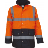 Veste de sécurité bicolore haute visibilité YHVP302 - Hi Vis Orange / Navy personnalisable - Vue de face