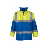 Veste contrastante haute visibilité YHVP303 - Hi Vis Yellow / Royal Blue personnalisable - Vue de face
