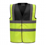 Gilet haute visibilité YHVW100 - Black / Hi Vis Yellow personnalisable - Vue de face