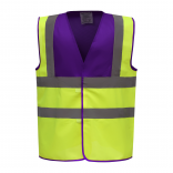 Gilet haute visibilité YHVW100 - Purple / Hi Vis Yellow personnalisable - Vue de face