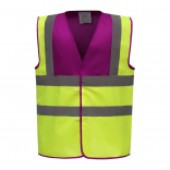 Gilet haute visibilité YHVW100 - Raspberry / Hi Vis Yellow personnalisable - Vue de face