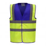 Gilet haute visibilité YHVW100 - Royal Blue / Hi Vis Yellow personnalisable - Vue de face
