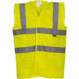 Gilet haute visibilité à maille ajourée recyclée YHVW120 - Hi Vis Yellow personnalisable - Vue de face