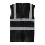 Gilet haute visibilité à maille ajourée recyclée YHVW120 - Black personnalisable - Vue de face