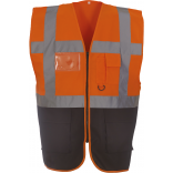 Gilet multifonction haute visibilité YHVW801 - Hi Vis Orange / Black personnalisable - Vue de face