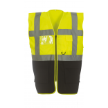 Gilet multifonction haute visibilité YHVW801 - Hi Vis Yellow / Black personnalisable - Vue de face