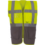 Gilet multifonction haute visibilité YHVW801 - Hi Vis Yellow / Grey personnalisable - Vue de face