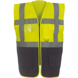 Gilet multifonction haute visibilité YHVW801 - Hi Vis Yellow / Navy personnalisable - Vue de face