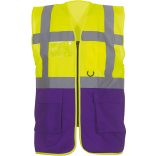 Gilet multifonction haute visibilité YHVW801 - Hi Vis Yellow / Purple personnalisable - Vue de face