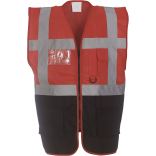 Gilet multifonction haute visibilité YHVW801 - Red / Black personnalisable - Vue de face