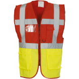 Gilet multifonction haute visibilité YHVW801 - Red / Hi Vis Yellow personnalisable - Vue de face