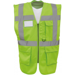 Gilet multifonction haute visibilité YHVW801 - Lime personnalisable - Vue de face