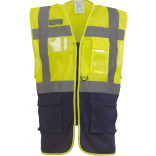 Gilet haute visibilité Top Cool "Management" YHVW820 - Hi Vis Yellow / Navy personnalisable - Vue de face