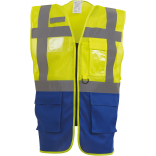 Gilet haute visibilité Top Cool "Management" YHVW820 - Hi Vis Yellow / Royal Blue personnalisable - Vue de face