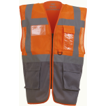 Gilet haute visibilité Top Cool "Management" YHVW820 - Hi Vis Orange / Grey personnalisable - Vue de face