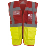 Gilet haute visibilité Top Cool "Management" YHVW820 - Red / Hi Vis Yellow personnalisable - Vue de face