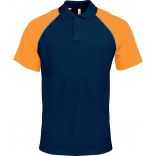 Polo homme bicolore baseball manches courtes K226 - Navy / Orange