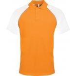 Polo homme bicolore baseball manches courtes K226 - Orange / White