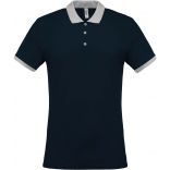 Polo homme piqué bicolore K258 - Navy / Oxford Grey