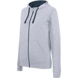 Sweat-shirt femme zippé capuche contrastée K467 - Oxford Grey / Navy