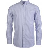 Chemise homme oxford lavée manches longues K516 - Striped White / Oxford Blue